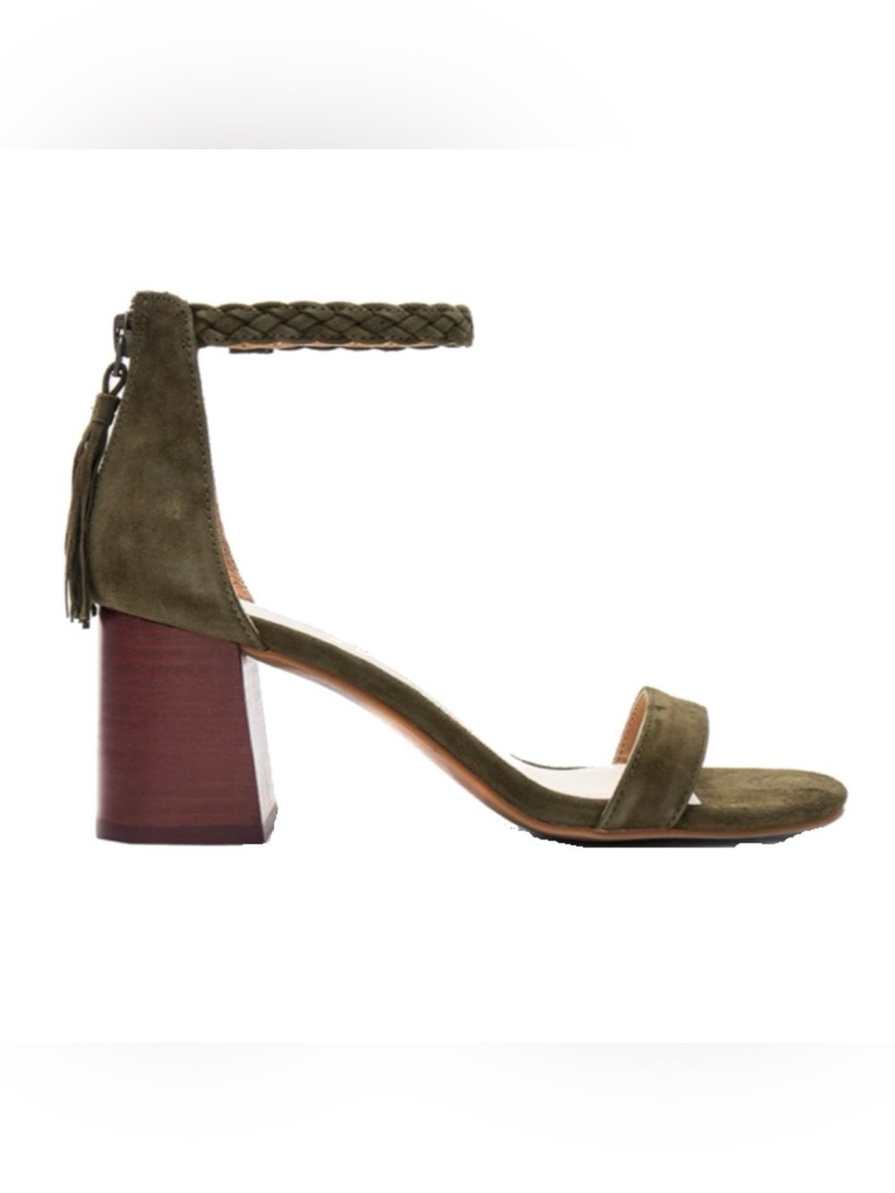 Seychelles VGUC Olive Suede Tassel Block Heel Sandals Size 8 Boho